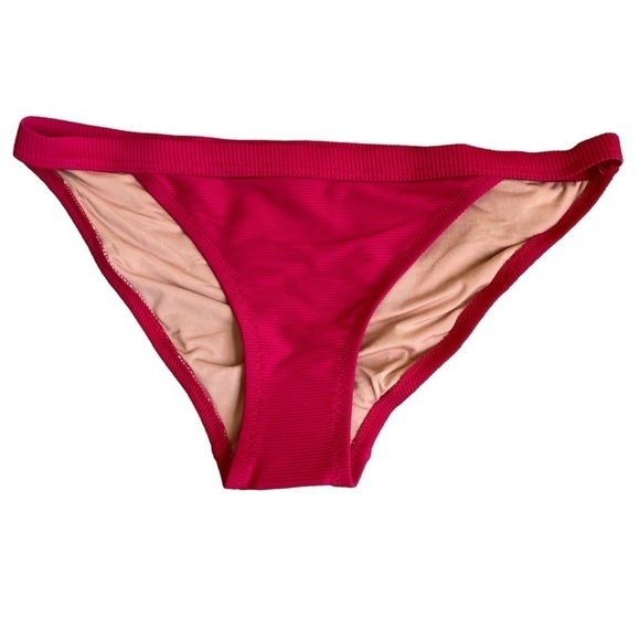 NWT J. Crew Ribbed-trim Hipster Full-coverage Bikini Bottom Dark Pink Sz S - Picture 3 of 14